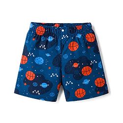 Babyhug Poplin Woven Above Knee Length Space & Dino Printed Boxer Pack of 3 - Navy & Yellow