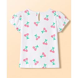 Babyhug Cotton Woven Frocks with Inner Tee With Cherry Embroidery & Print - Blue