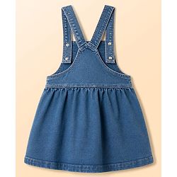Babyhug Cotton Woven Frocks with Inner Tee With Cherry Embroidery & Print - Blue