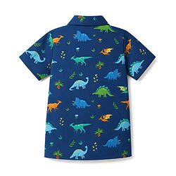 Babyhug 100% Cotton Knit Half Sleeves Shirt & Pyjama Night Suit Co-ords With Dino Print - Blue