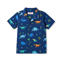 Babyhug 100% Cotton Knit Half Sleeves Shirt & Pyjama Night Suit Co-ords With Dino Print - Blue