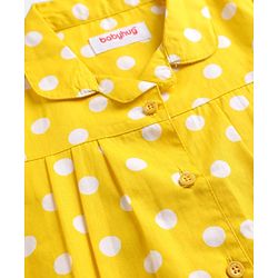 Babyhug 100% Cotton Knit Half Sleeves Top & Pyjama Night Suit Co-ords With Polka Dots - Yellow