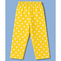 Babyhug 100% Cotton Knit Half Sleeves Top & Pyjama Night Suit Co-ords With Polka Dots - Yellow