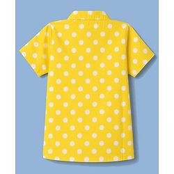 Babyhug 100% Cotton Knit Half Sleeves Top & Pyjama Night Suit Co-ords With Polka Dots - Yellow