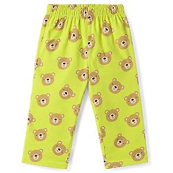 Babyhug Cotton Knit Half Sleeves Bear Printed Co-Ords Shirt & Pyjama Night Suit - Lime Green