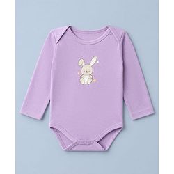 Babyhug 100% Cotton Interlock Knit Onesies with Rabbit Print Pack of 3 in Purple & White
