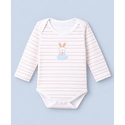 Babyhug 100% Cotton Interlock Knit Onesies with Rabbit Print Pack of 3 in Purple & White