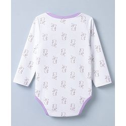 Babyhug 100% Cotton Interlock Knit Onesies with Rabbit Print Pack of 3 in Purple & White