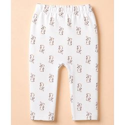 Babyhug 100% Cotton Interlock Knit Full Sleeves Rabbit Printed Onesie with Leggings & Cap Mittens and Booties - Purple