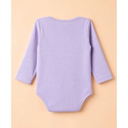 Babyhug 100% Cotton Interlock Knit Full Sleeves Rabbit Printed Onesie with Leggings & Cap Mittens and Booties - Purple