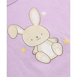 Babyhug 100% Cotton Interlock Knit Full Sleeves Rabbit Printed Onesie with Leggings & Cap Mittens and Booties - Purple