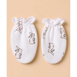 Babyhug 100% Cotton Interlock Knit Full Sleeves Rabbit Printed Onesie with Leggings & Cap Mittens and Booties - Purple