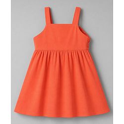 Babyhug Cotton Woven Half Sleeves Polka Dots & Floral Applique Frock With Inner Tee - Coral