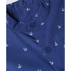Babyhug 100% Cotton Knit Half Sleeves Nautical Theme Printed Shirt & Shorts Set - Blue & Beige