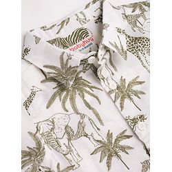 Babyhug 100% Cotton Woven Half Sleeves Shirt & Shorts Set with Jungle Safari Theme Print - Olive Green & White
