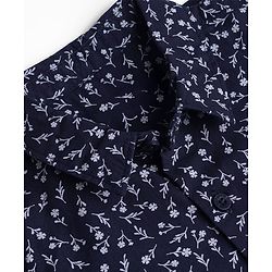 Babyhug 100% Cotton Woven Half Sleeves Floral Printed Shirt & Shorts Set - Navy Blue