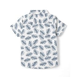 Babyhug 100% Cotton Woven Half Sleeves Shirt & Shorts Set with Leaves Print - Blue