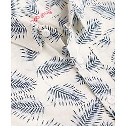 Babyhug 100% Cotton Woven Half Sleeves Shirt & Shorts Set with Leaves Print - Blue