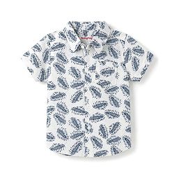 Babyhug 100% Cotton Woven Half Sleeves Shirt & Shorts Set with Leaves Print - Blue