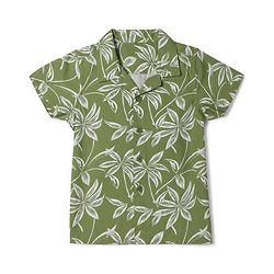 Babyhug 100% Cotton Woven Half Sleeves Tropical Theme Printed Shirt & Shorts Set - Green & Khaki