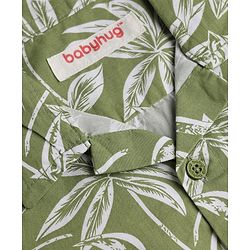 Babyhug 100% Cotton Woven Half Sleeves Tropical Theme Printed Shirt & Shorts Set - Green & Khaki