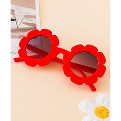 Babyhug Free Size Solid Color Floral Shaped Sunglasses - Red