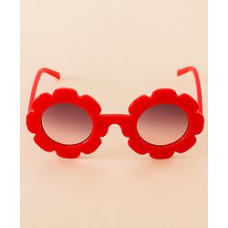 Babyhug Free Size Solid Color Floral Shaped Sunglasses - Red
