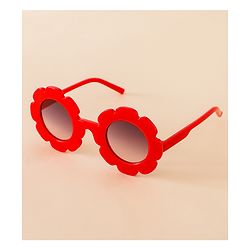 Babyhug Free Size Solid Color Floral Shaped Sunglasses - Red
