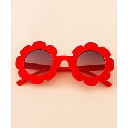 Babyhug Free Size Solid Color Floral Shaped Sunglasses - Red