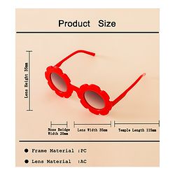 Babyhug Free Size Solid Color Floral Shaped Sunglasses - Red