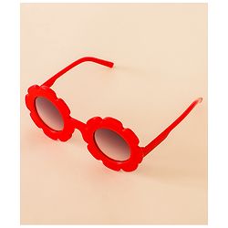 Babyhug Free Size Solid Color Floral Shaped Sunglasses - Red