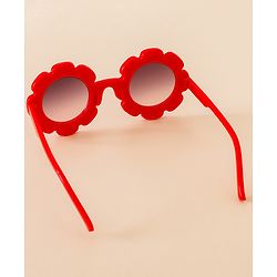 Babyhug Free Size Solid Color Floral Shaped Sunglasses - Red