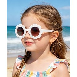Babyhug Free Size Solid Color Floral Shaped Sunglasses - Red