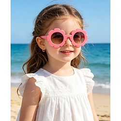 Babyhug Free Size Solid Color Floral Shaped Sunglasses - Red