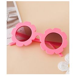 Babyhug Free Size Solid Color Floral Shaped Sunglasses - Red