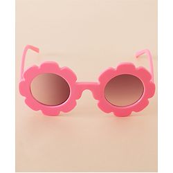 Babyhug Free Size Solid Color Floral Shaped Sunglasses - Red