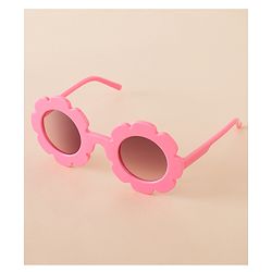 Babyhug Free Size Solid Color Floral Shaped Sunglasses - Red