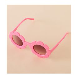 Babyhug Free Size Solid Color Floral Shaped Sunglasses - Red