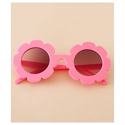 Babyhug Free Size Solid Color Floral Shaped Sunglasses - Red