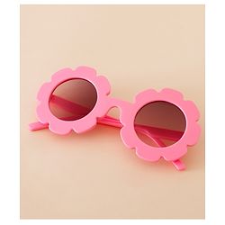 Babyhug Free Size Solid Color Floral Shaped Sunglasses - Red