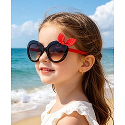 Babyhug Solid Coloured Sunglasses With Bow Applique - Black & Red