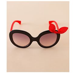 Babyhug Solid Coloured Sunglasses With Bow Applique - Black & Red