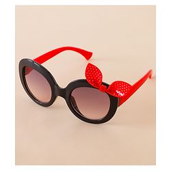 Babyhug Solid Coloured Sunglasses With Bow Applique - Black & Red