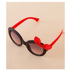 Babyhug Solid Coloured Sunglasses With Bow Applique - Black & Red