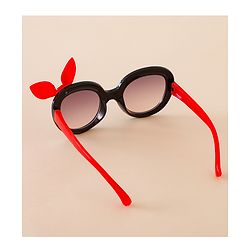 Babyhug Solid Coloured Sunglasses With Bow Applique - Black & Red
