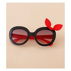 Babyhug Solid Coloured Sunglasses With Bow Applique - Black & Red