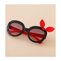 Babyhug Solid Coloured Sunglasses With Bow Applique - Black & Red