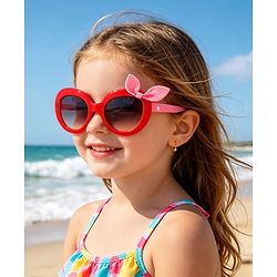 Babyhug Solid Coloured Sunglasses With Bow Applique - Black & Red