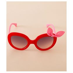 Babyhug Solid Coloured Sunglasses With Bow Applique - Black & Red