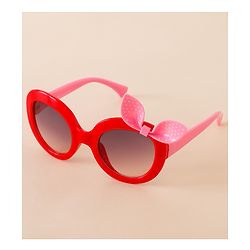 Babyhug Solid Coloured Sunglasses With Bow Applique - Black & Red